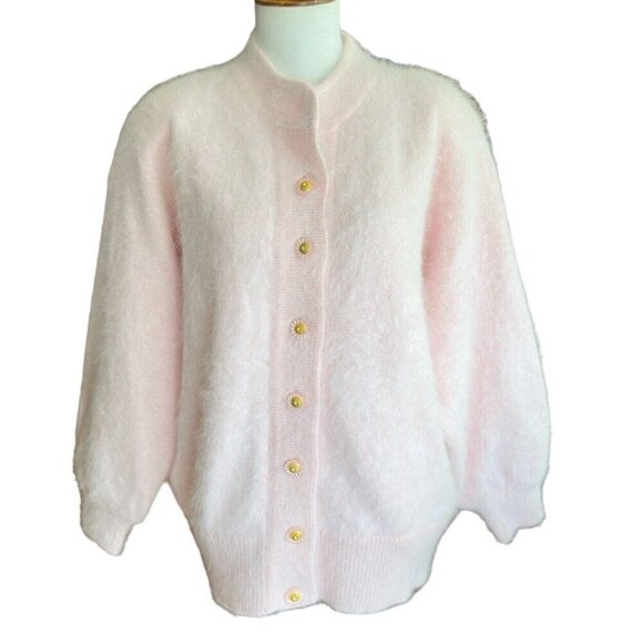 NWT Belldini Angora Blend Collarless Lined Long Sleeve Button Up Jacket Women M - Picture 1 of 12